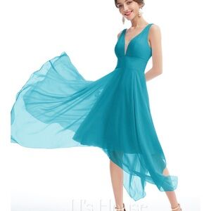 JJs House Asymmetrical Jade Dress